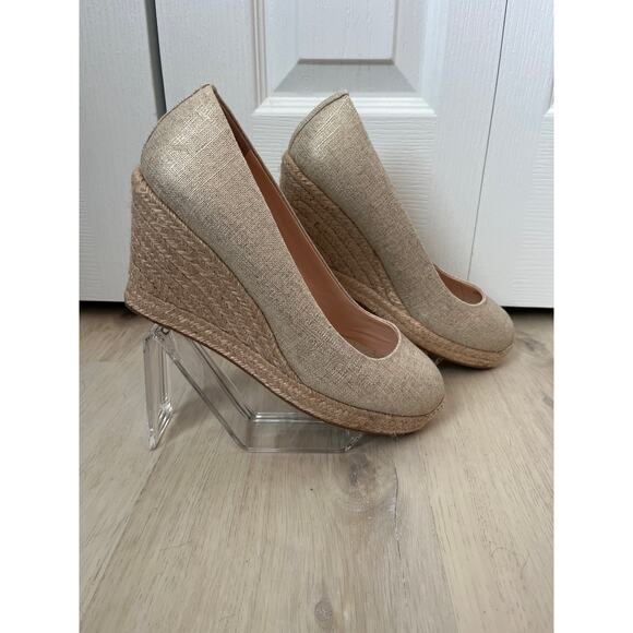 J CREW Seville Espadrille Gold/Tan Wedges Sz 9 - Picture 4 of 6
